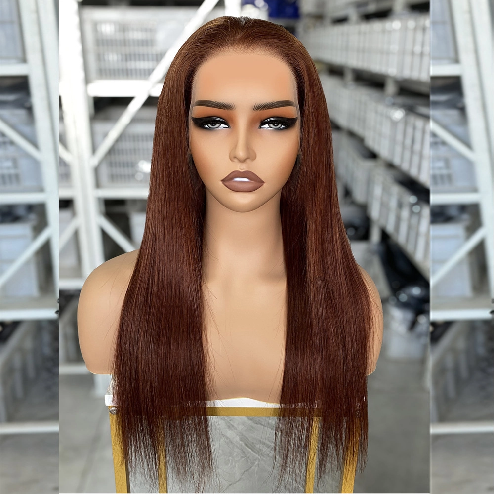 18inch Color #33 Straight Human Hair 13x4 Lace Frontal Wig 180% Density
